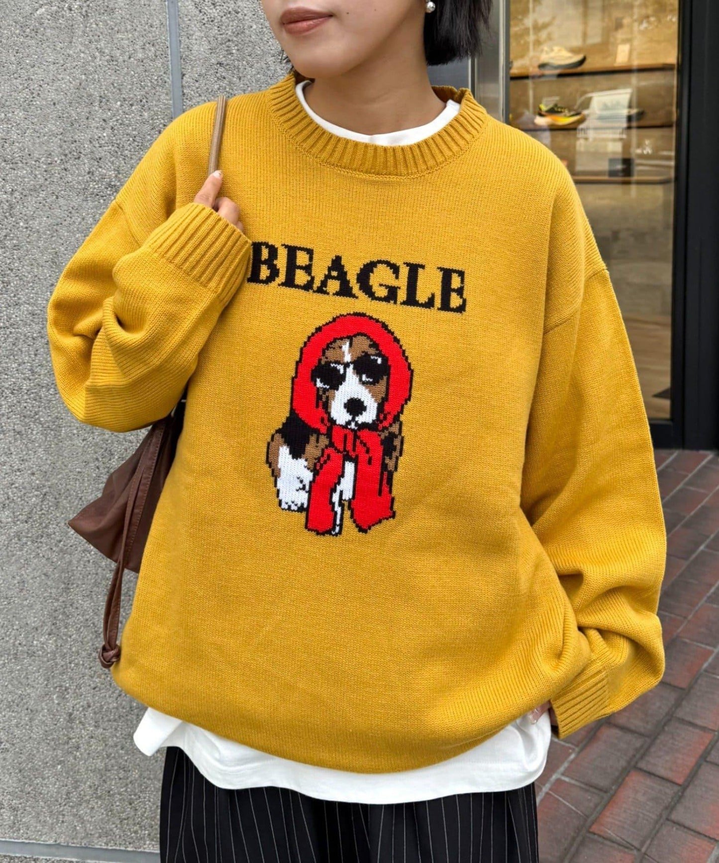 狗狗針織混合標誌提花毛衣