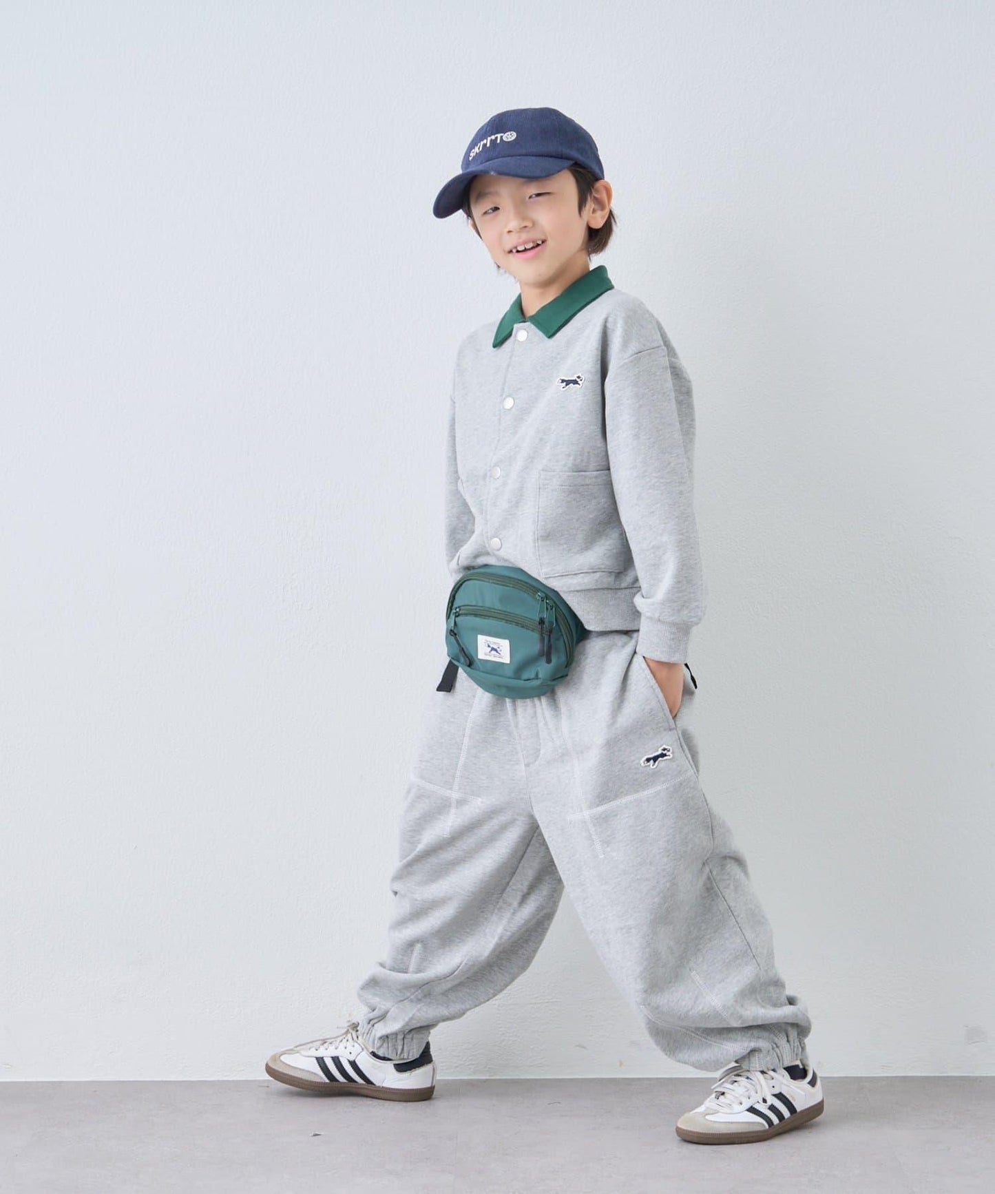 【KIDS】【FOX×TYPY】拼色翻領單點裝飾衛衣面料按扣開衫