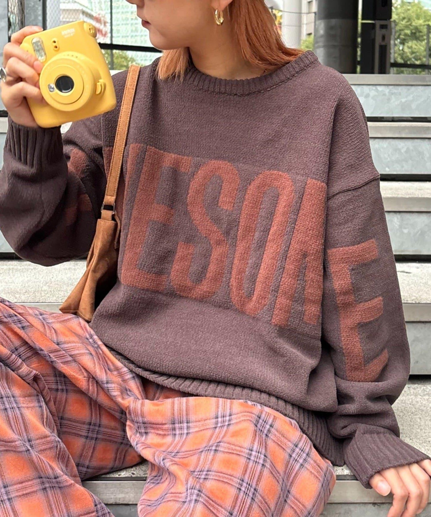 【UNISEX】提花絨標誌針織衫