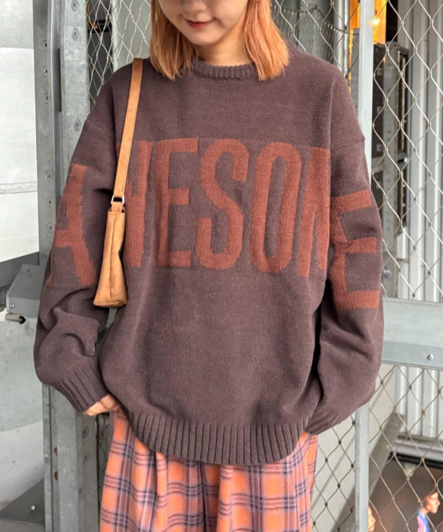 【UNISEX】提花絨標誌針織衫