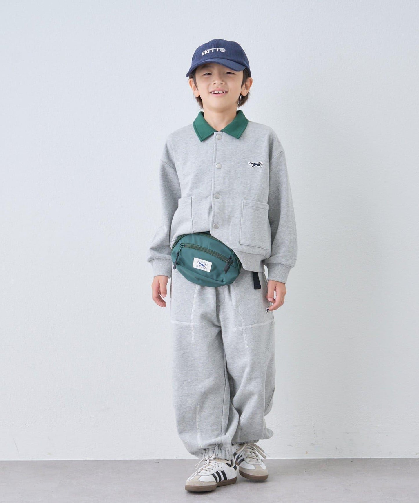 【KIDS】【FOX×TYPY】拼色翻領單點裝飾衛衣面料按扣開衫