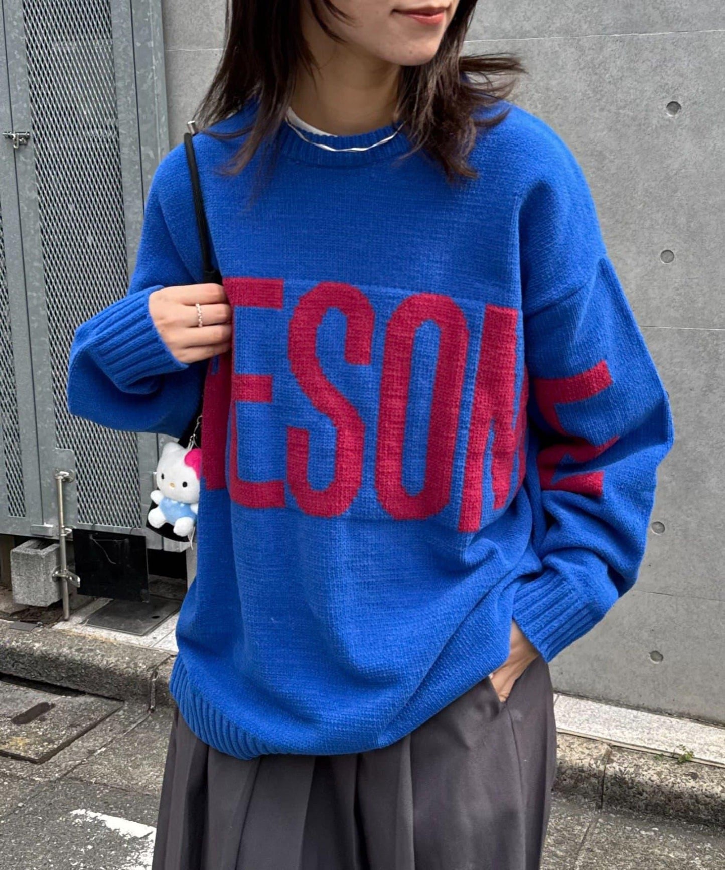 【UNISEX】提花絨標誌針織衫