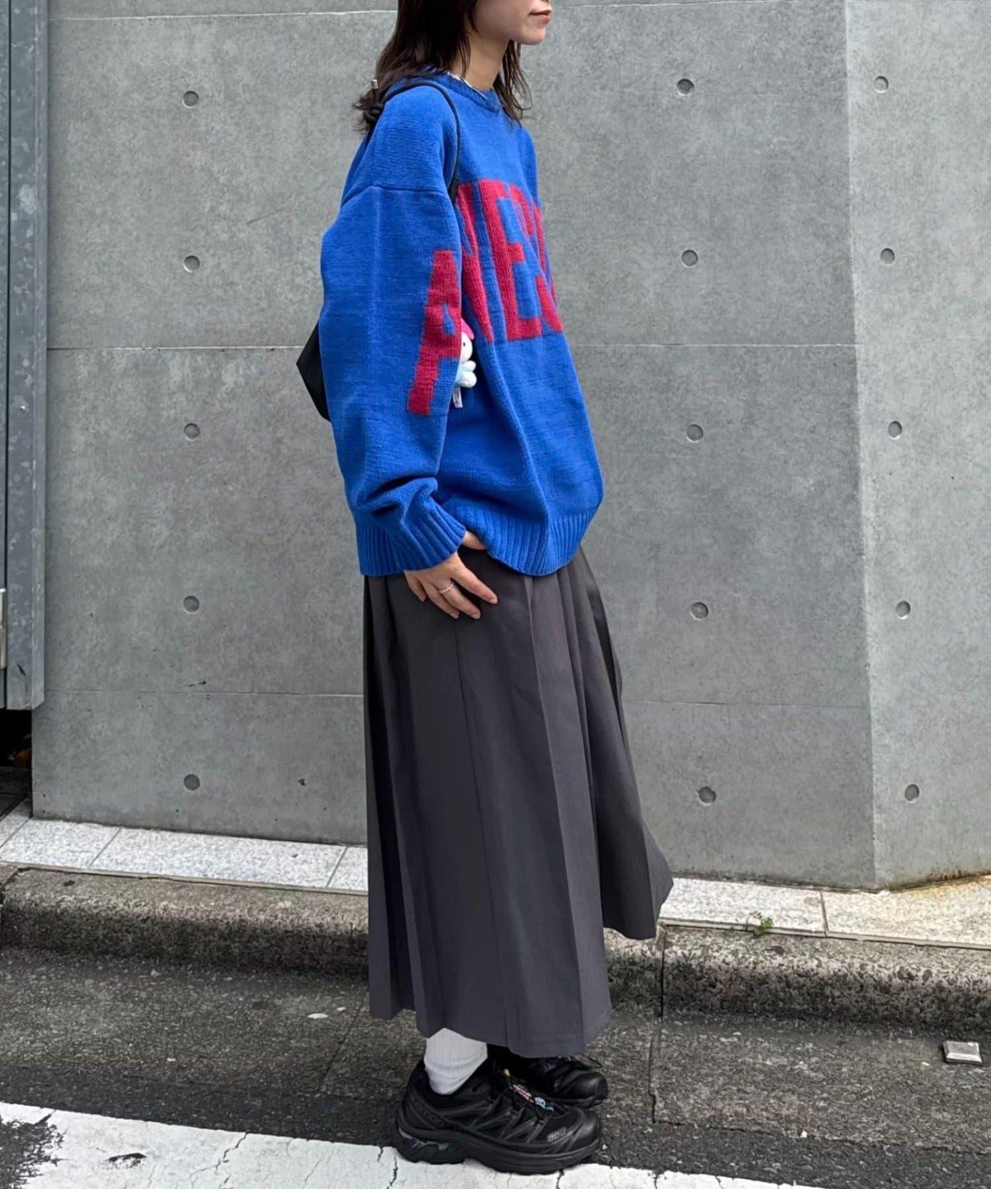 【UNISEX】提花絨標誌針織衫