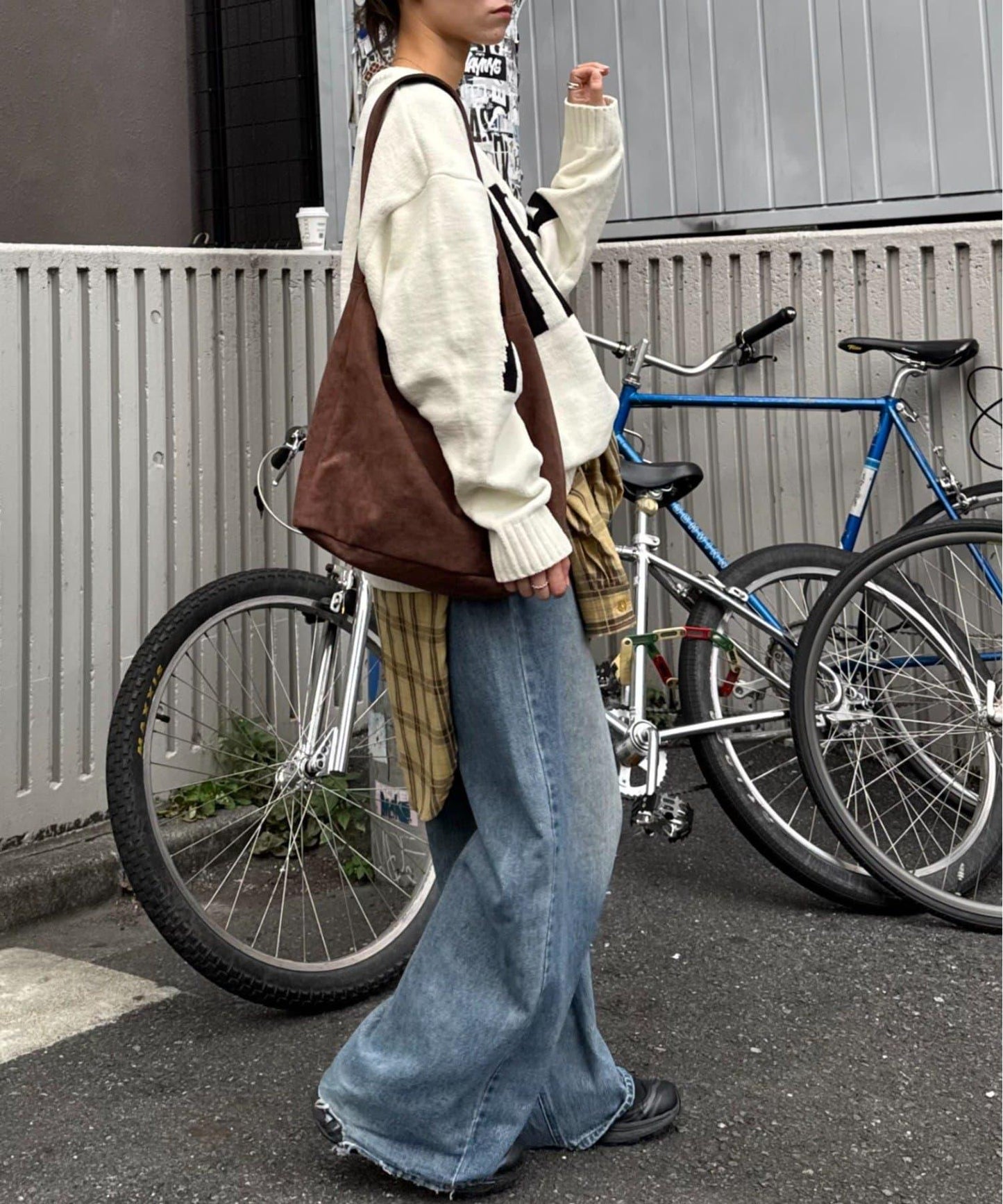 【UNISEX】提花絨標誌針織衫