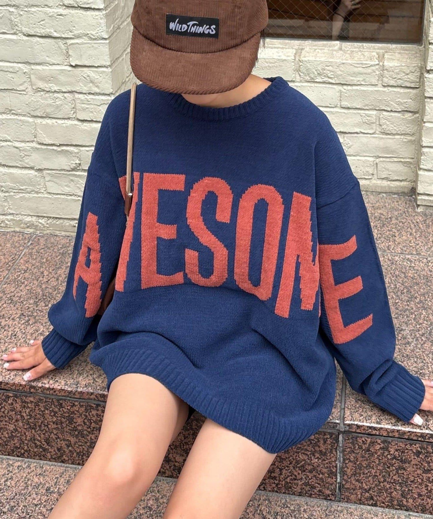 【UNISEX】提花絨標誌針織衫