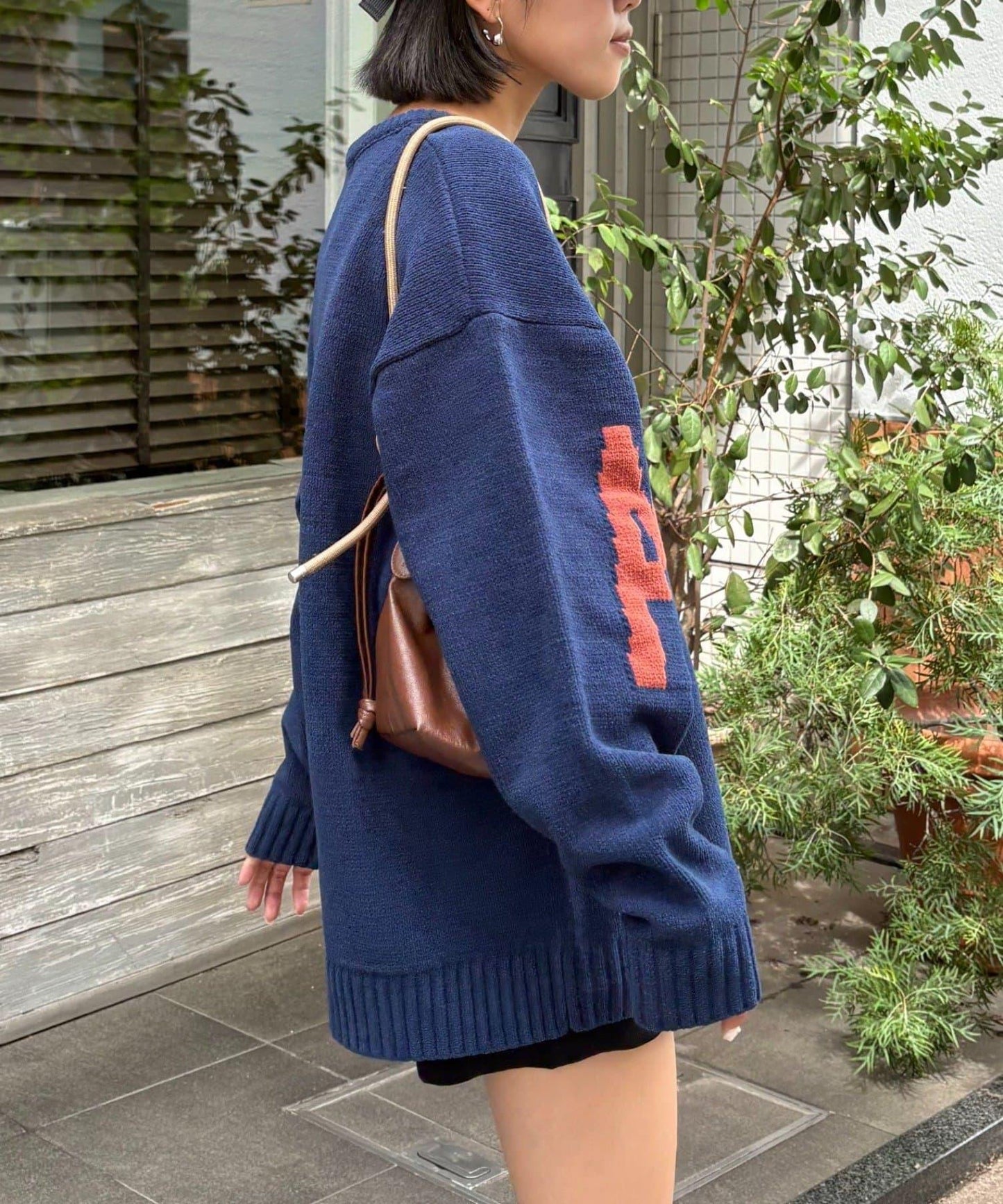 【UNISEX】提花絨標誌針織衫