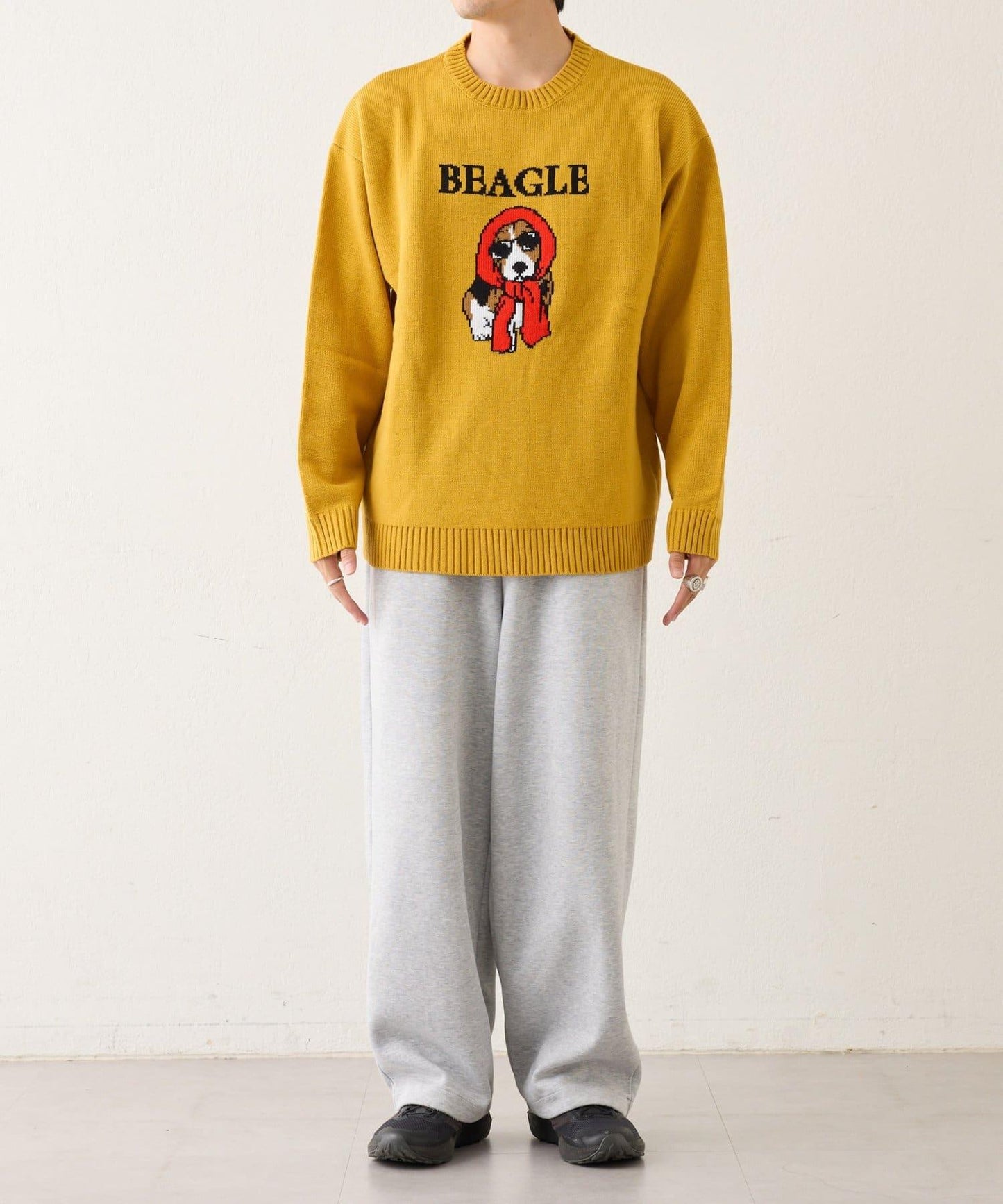 狗狗針織混合標誌提花毛衣