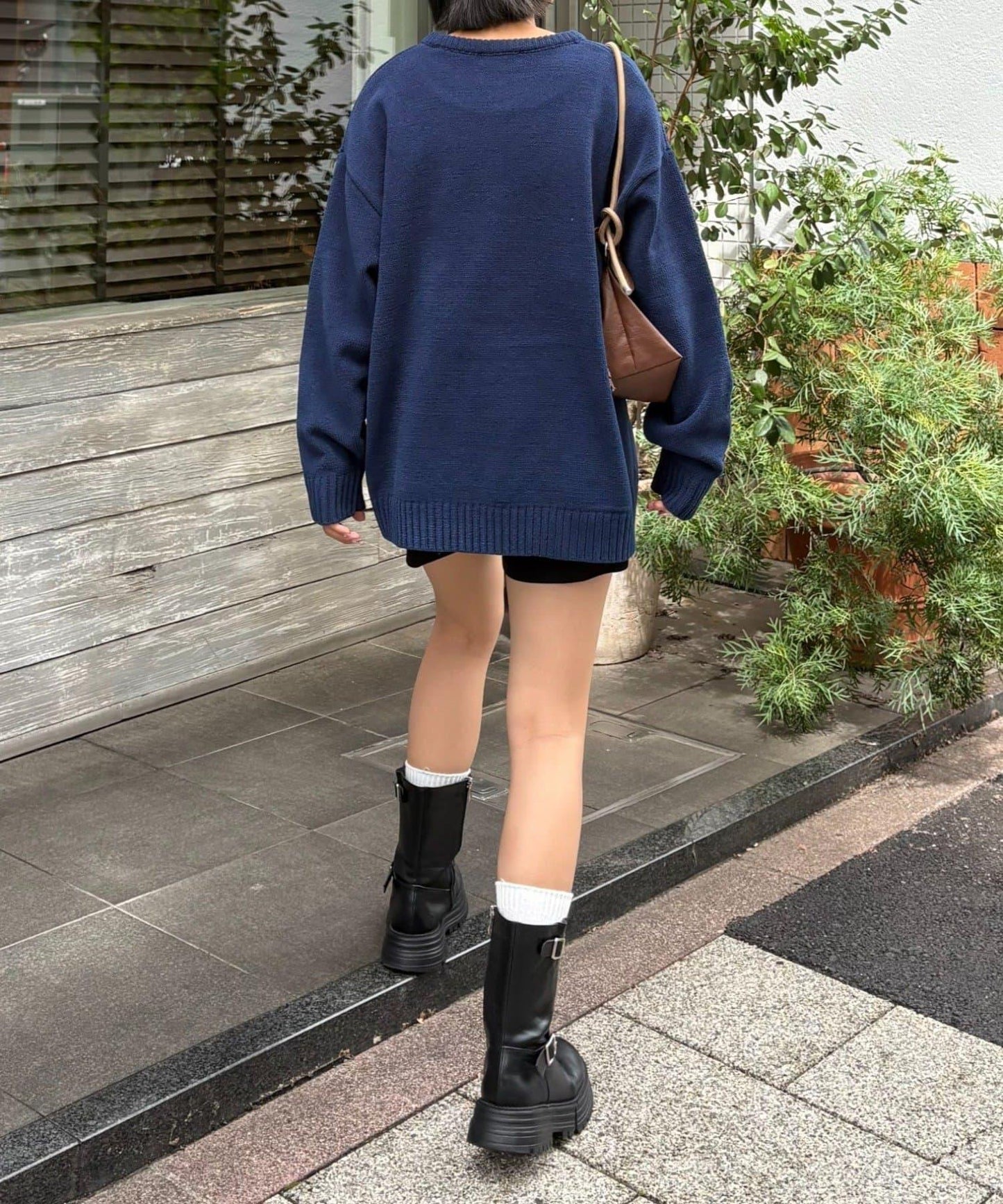 【UNISEX】提花絨標誌針織衫