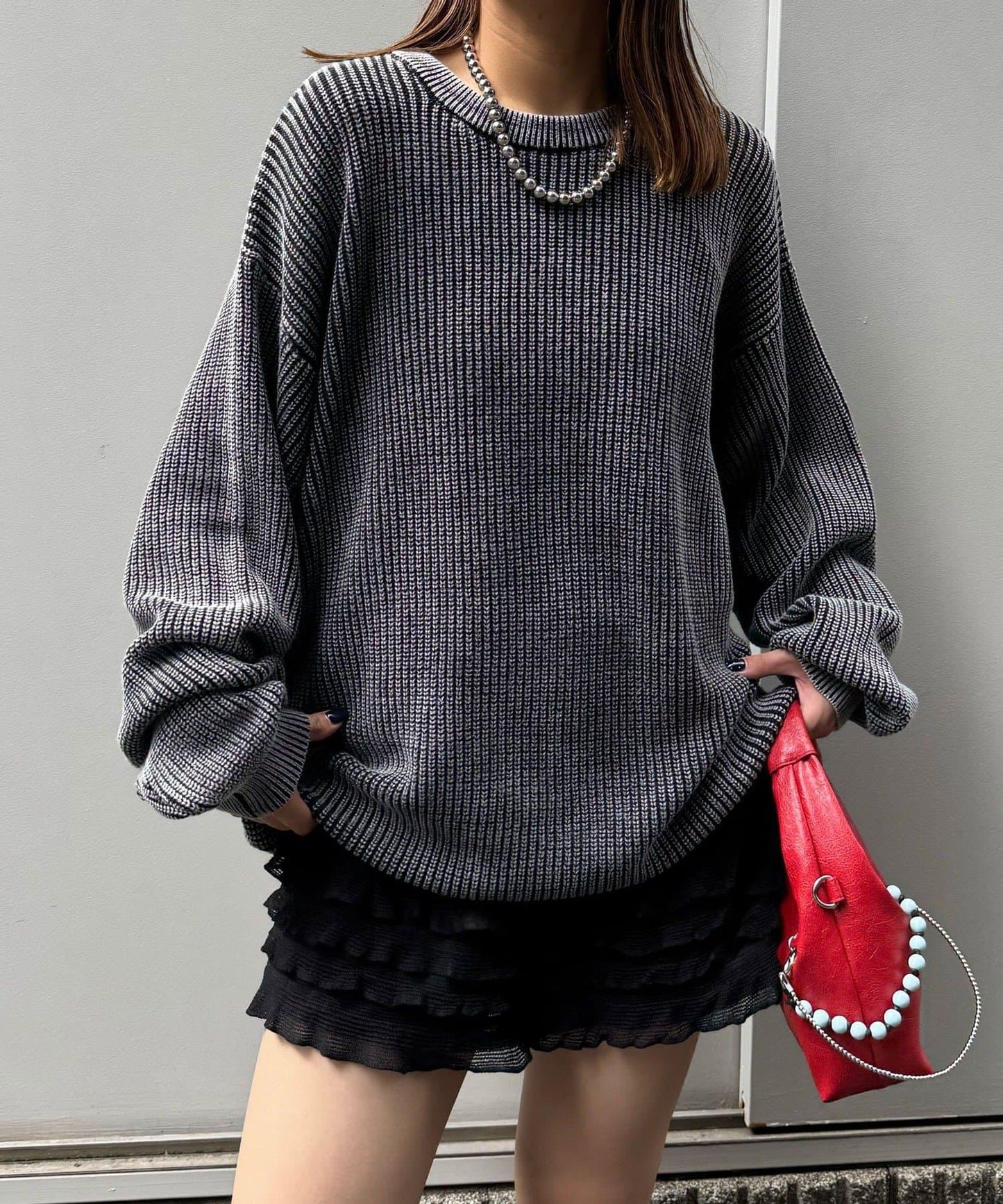 石洗針織套頭衫