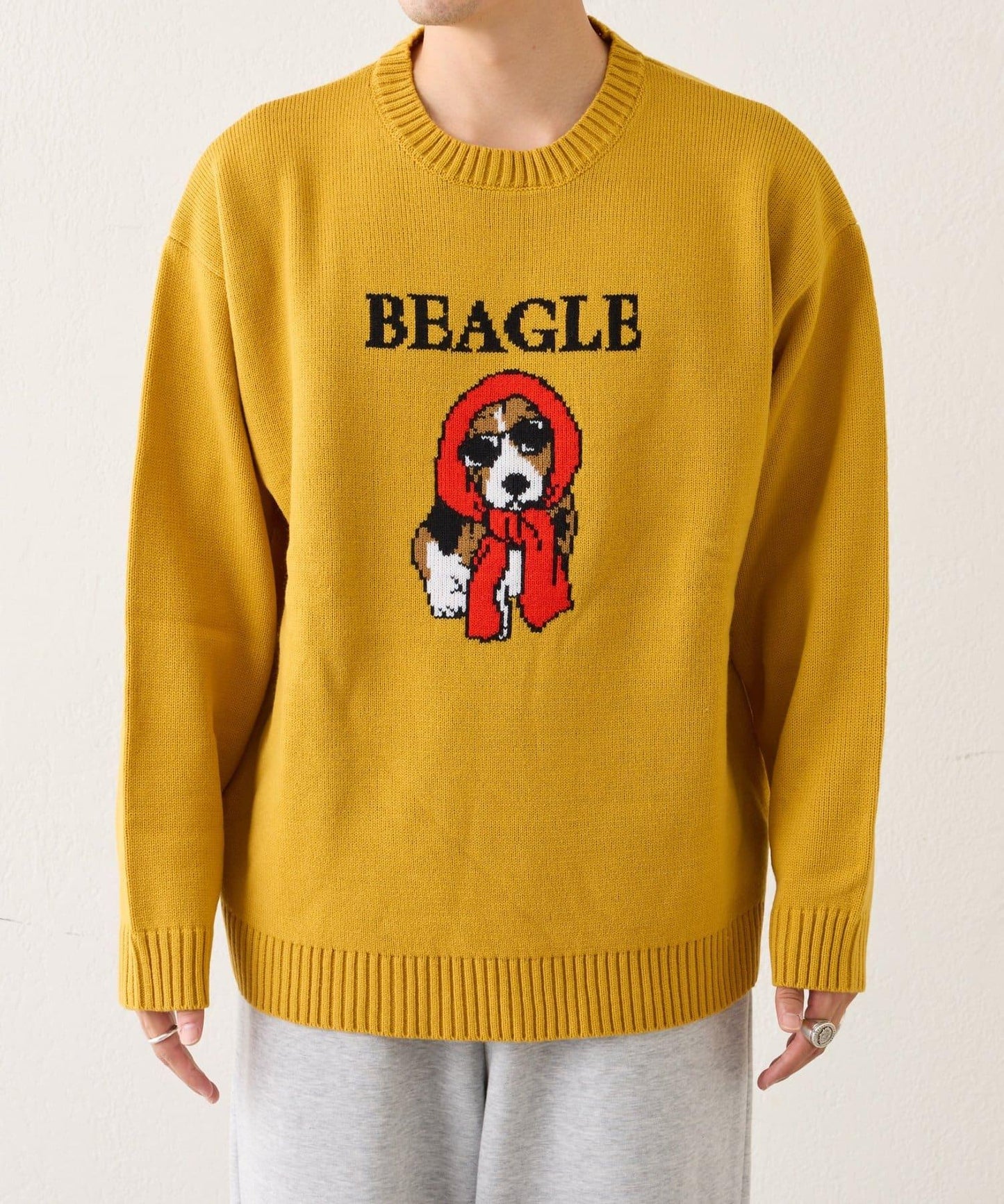 狗狗針織混合標誌提花毛衣