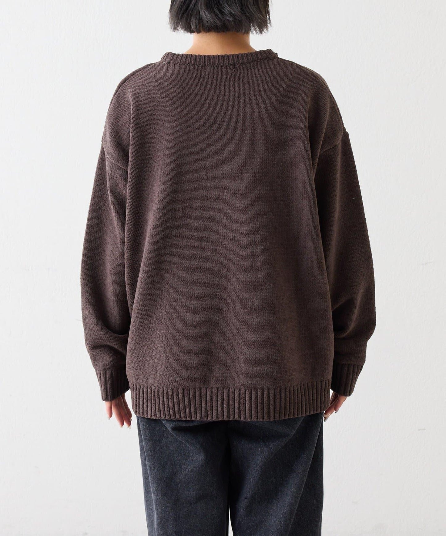 【UNISEX】提花絨標誌針織衫