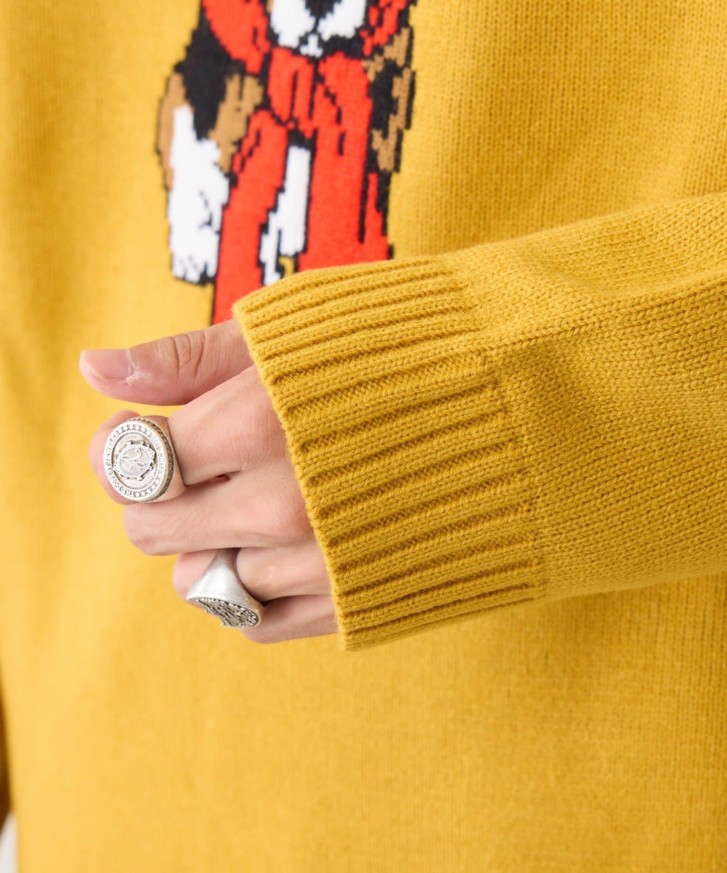 狗狗針織混合標誌提花毛衣