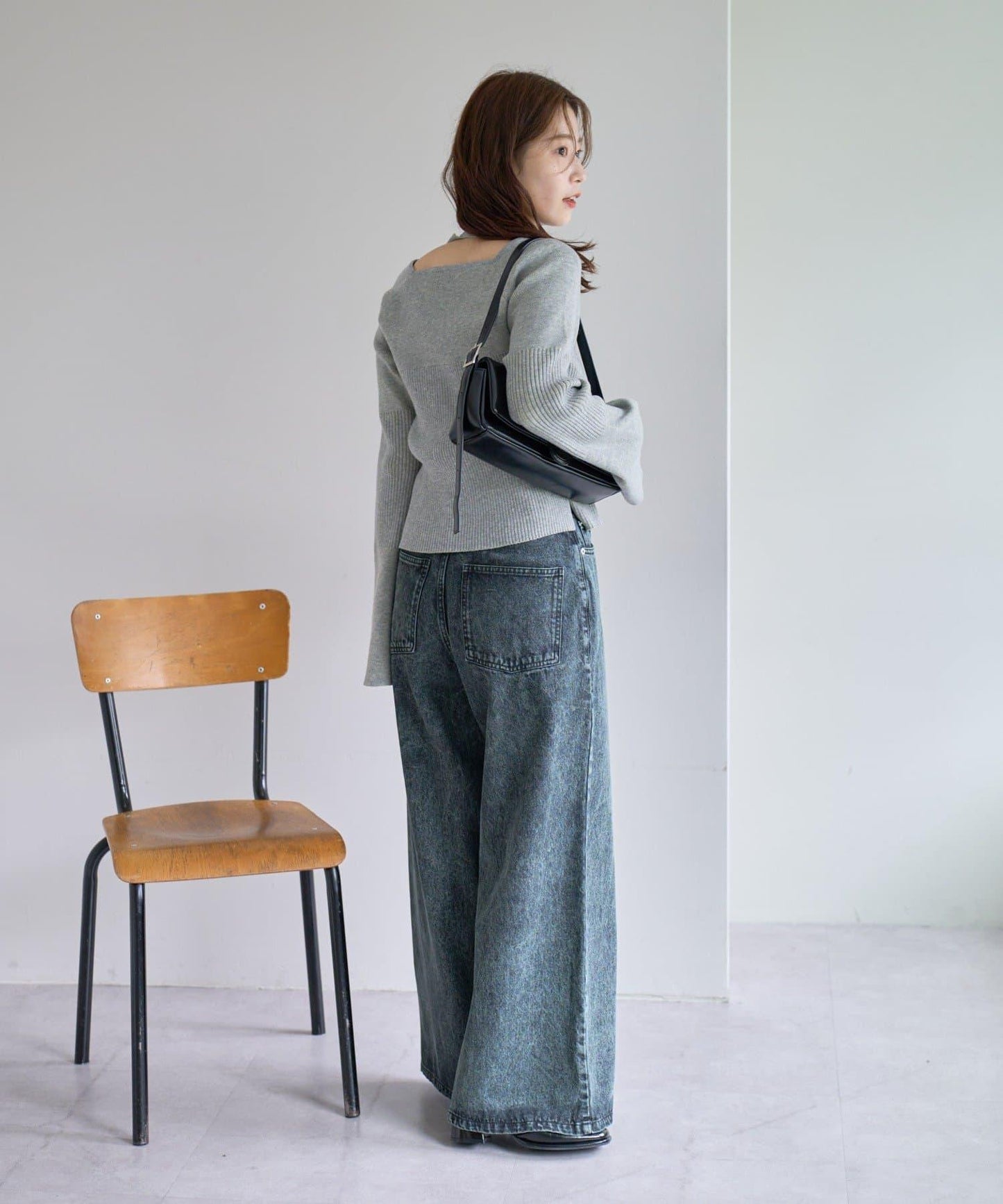 【・部分門店限定】蝴蝶結撞色羅紋針織衫