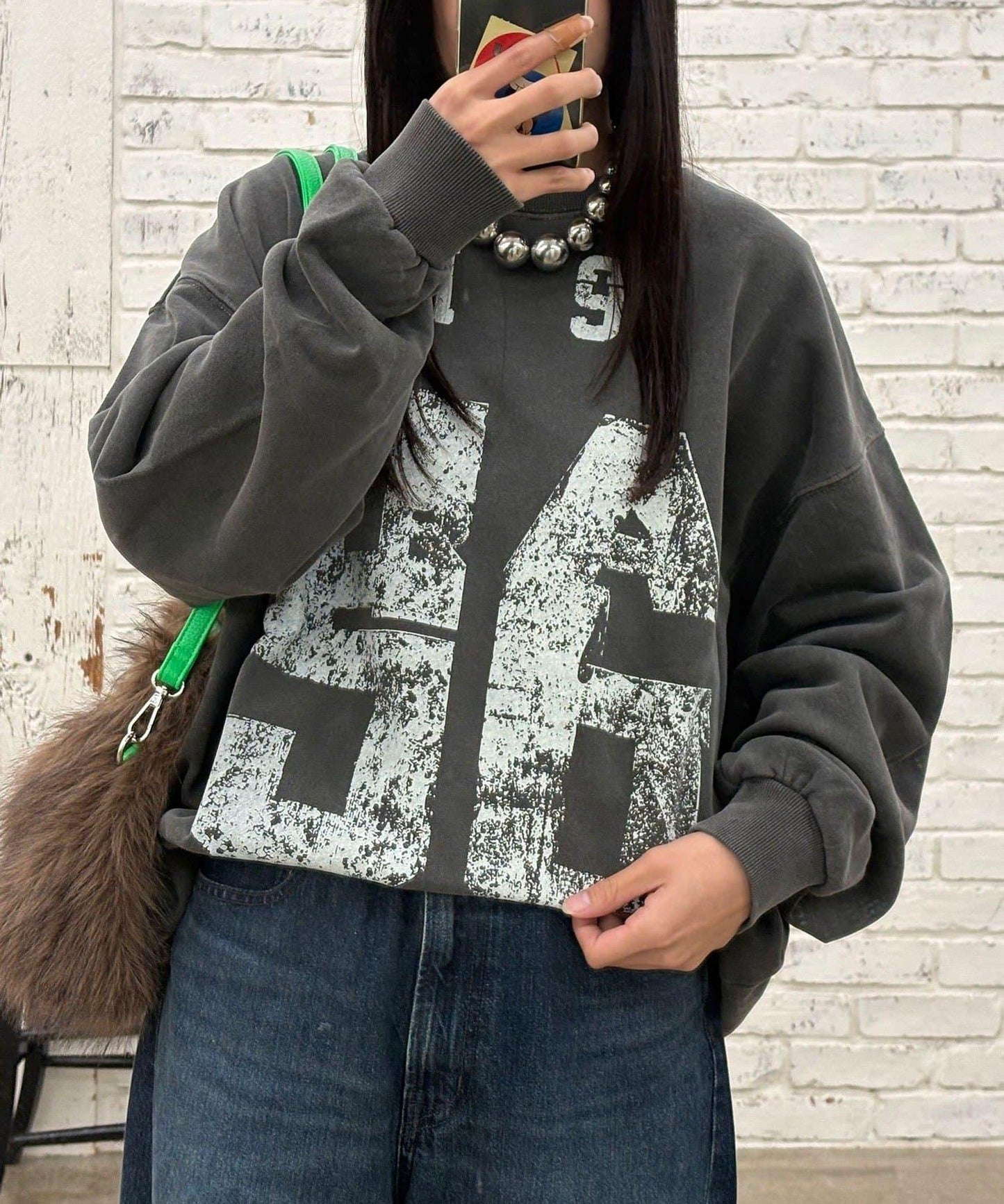 拼接印花水洗衛衣