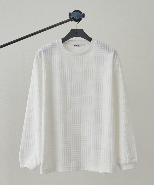 瓷磚紋抓絨長袖套頭衫