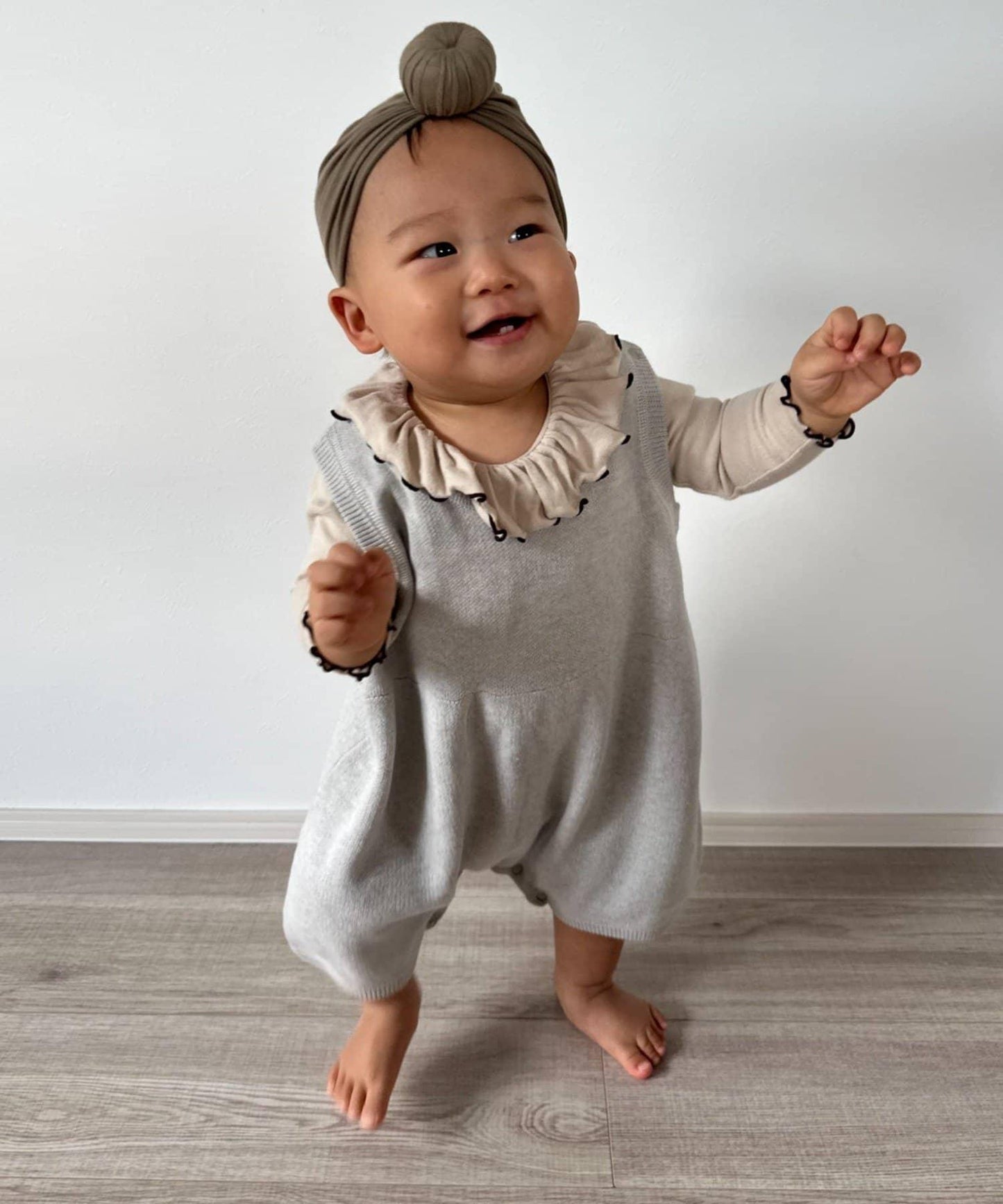 【100%純棉可水洗】【BABY】衛衣風針織連體衣