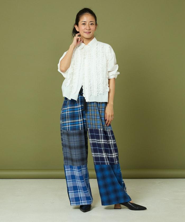 法蘭絨格子休閒褲