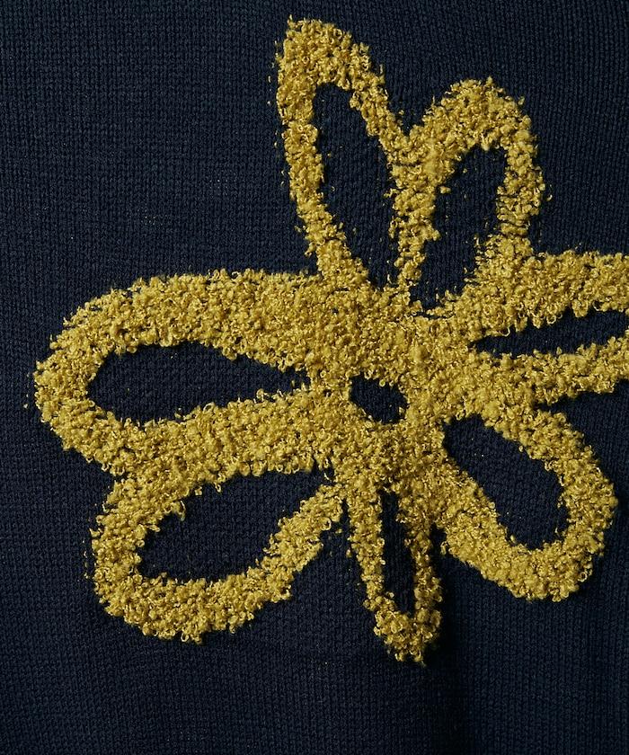 花卉圖案圈圈紗套頭針織衫