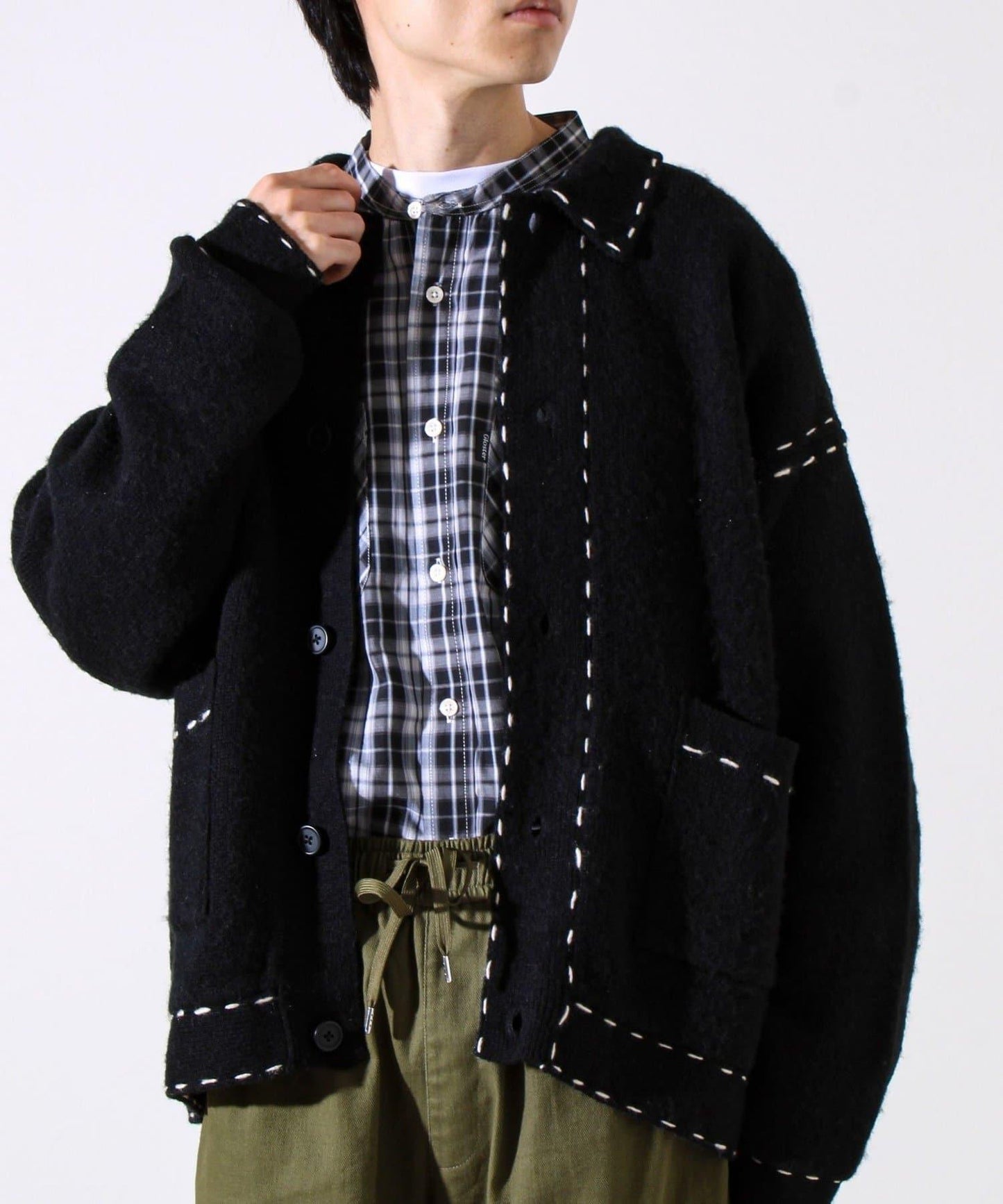 【男女同款】手工縫線針織夾克