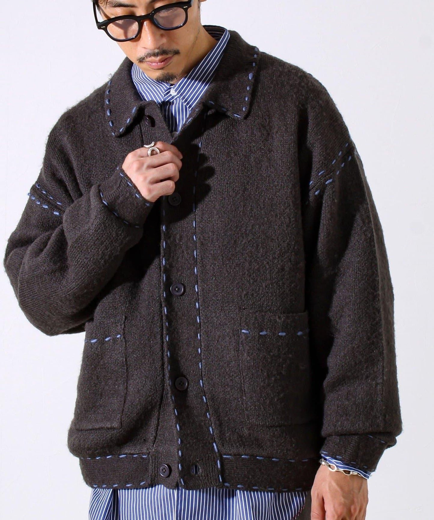 【男女同款】手工縫線針織夾克