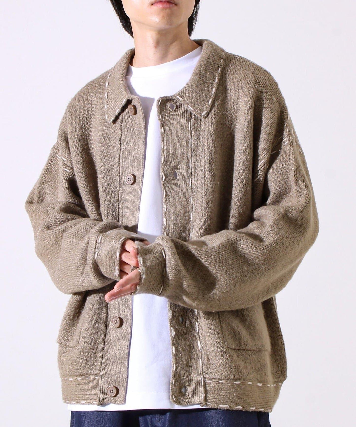 【男女同款】手工縫線針織夾克