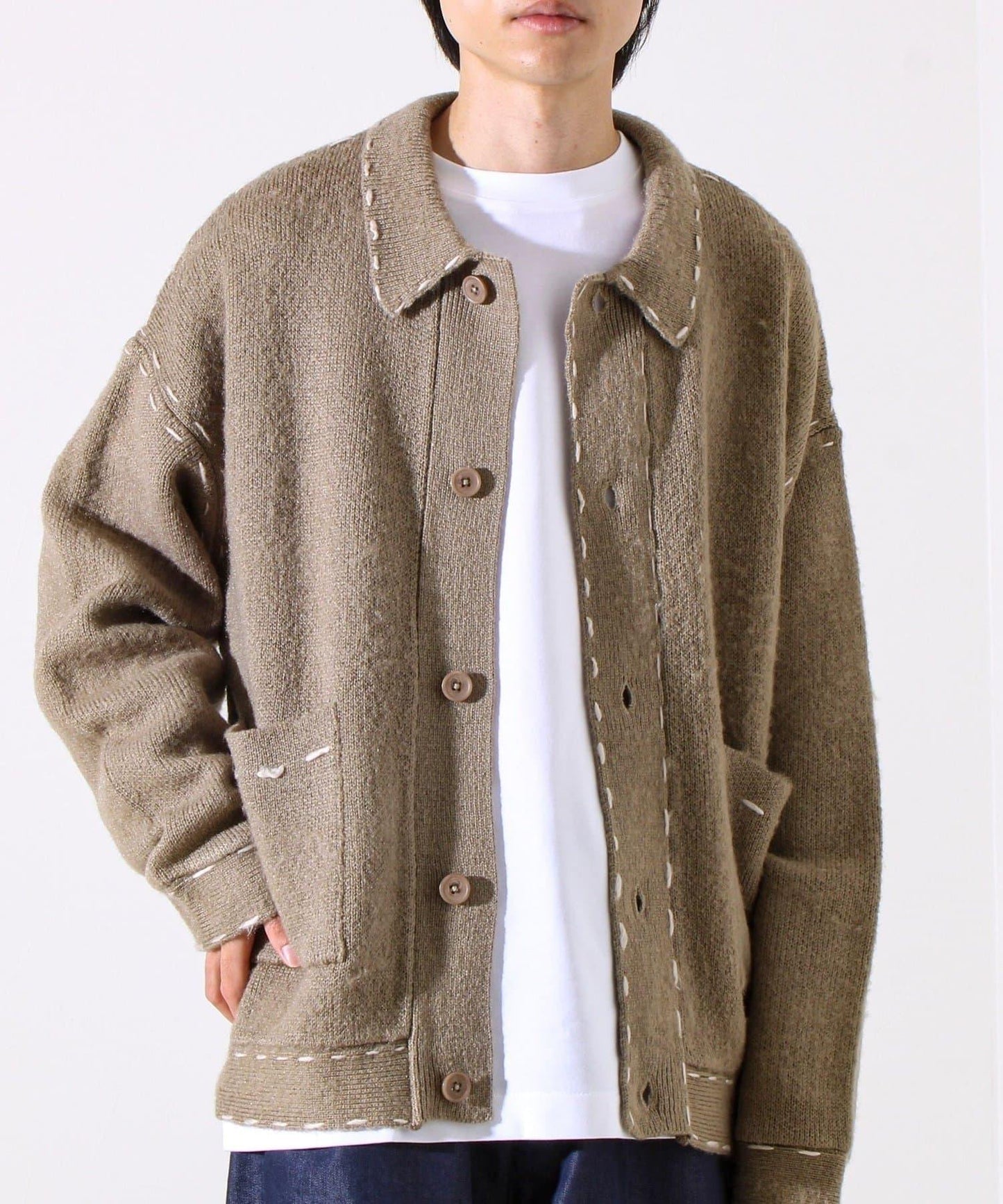 【男女同款】手工縫線針織夾克