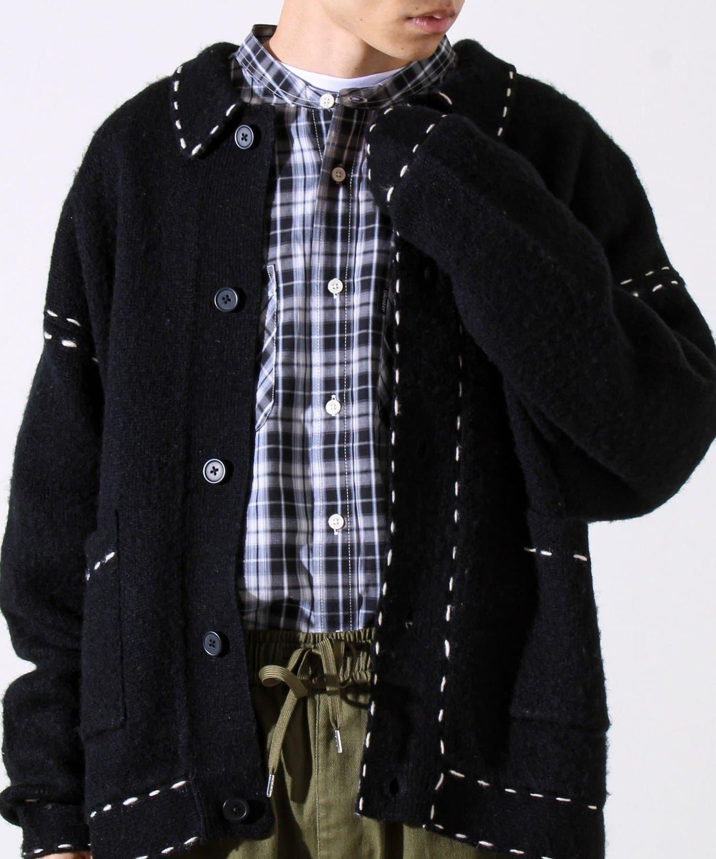 【男女同款】手工縫線針織夾克