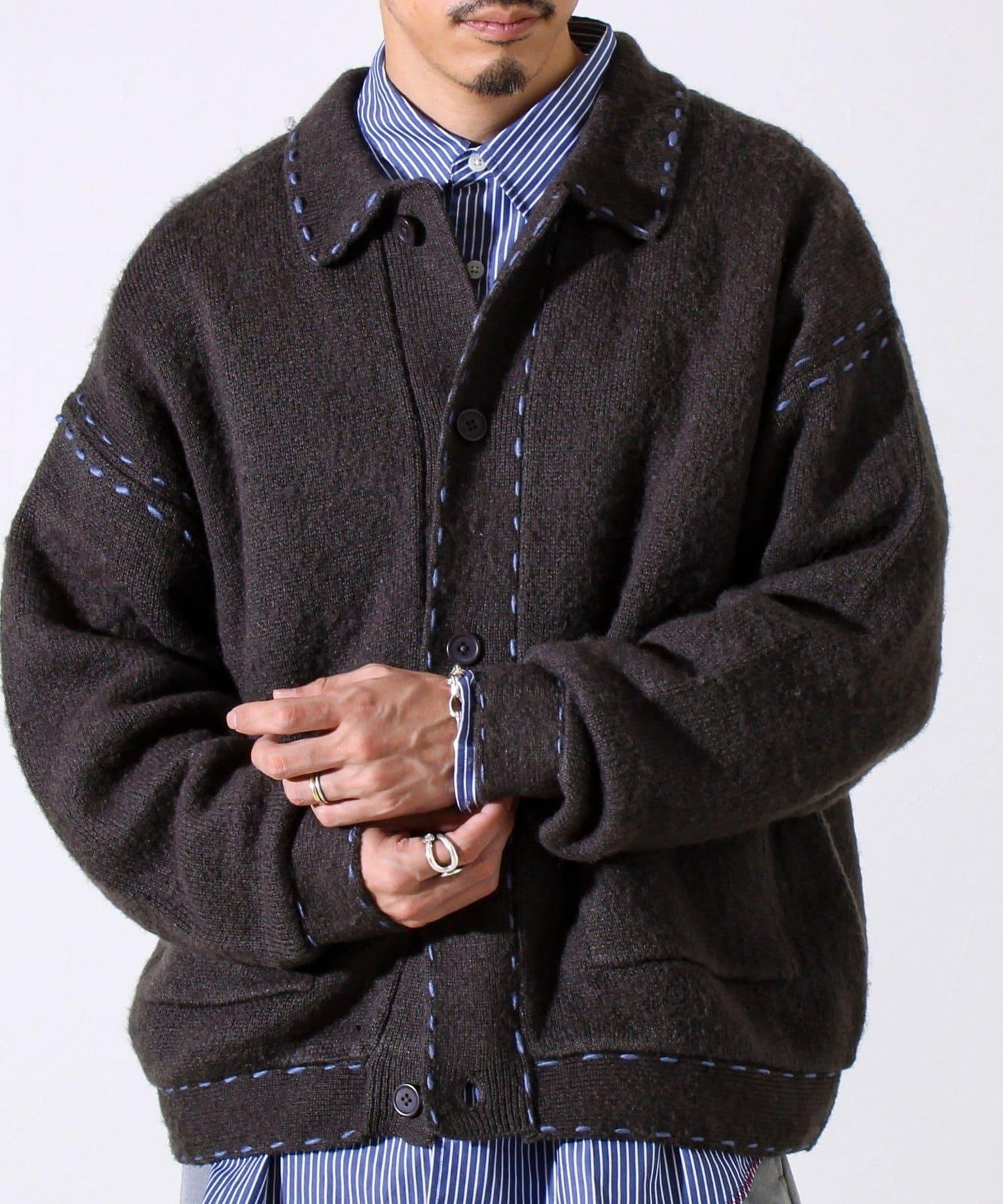 【男女同款】手工縫線針織夾克