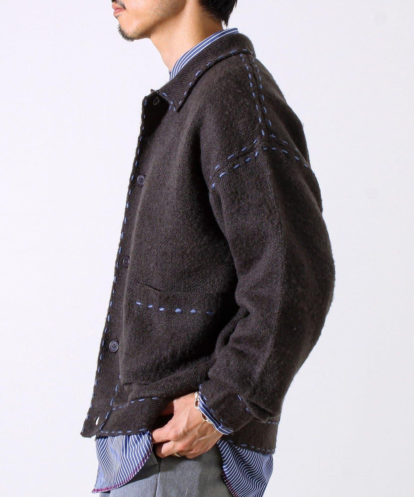 【男女同款】手工縫線針織夾克