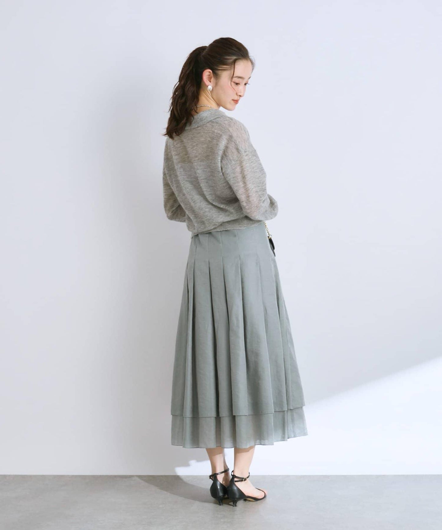 【La boutique BonBon】閃耀透視褶皺半身裙