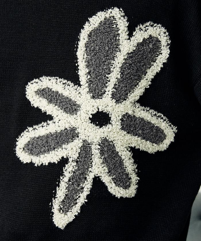 花呢花朵套頭針織衫