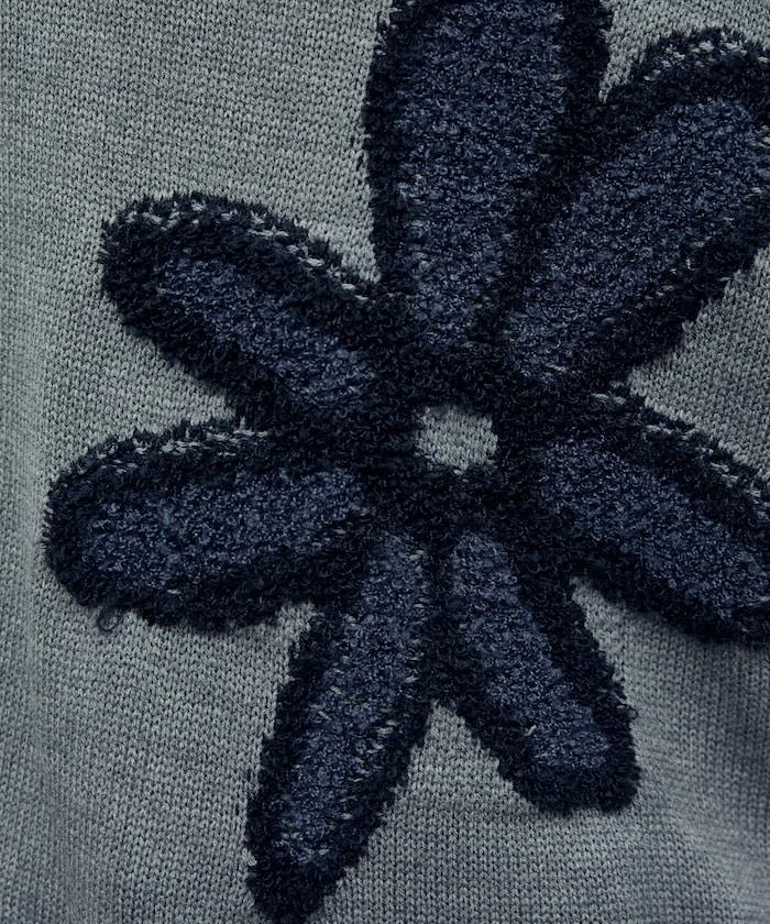 花呢花朵套頭針織衫