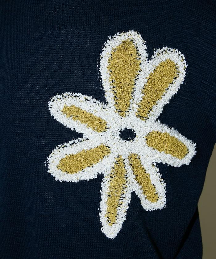 花呢花朵套頭針織衫