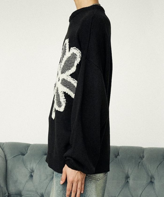 花呢花朵套頭針織衫