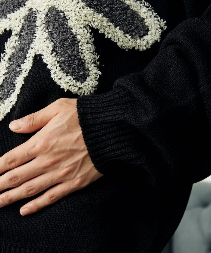 花呢花朵套頭針織衫