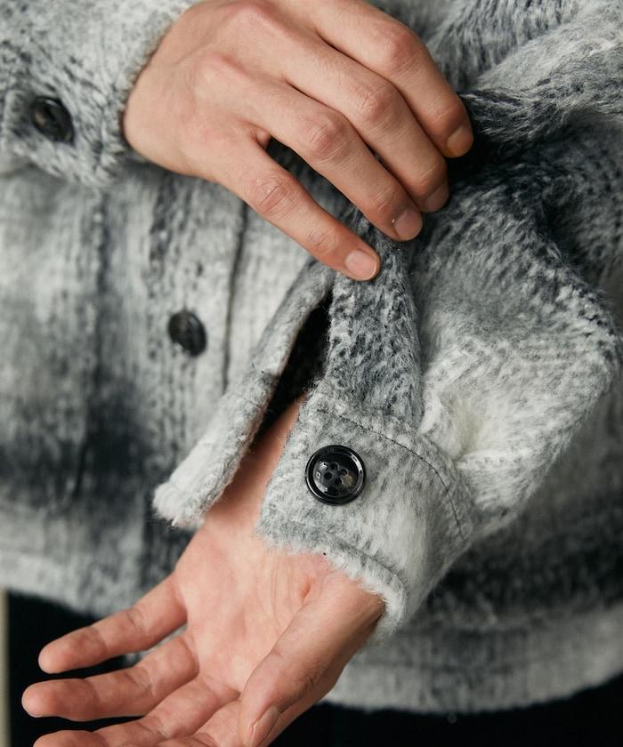 長毛格紋寬鬆夾克