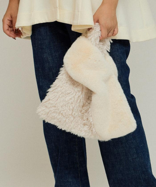 仿皮草拼接托特包