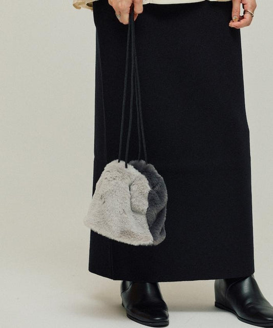 仿皮草迷你束口包