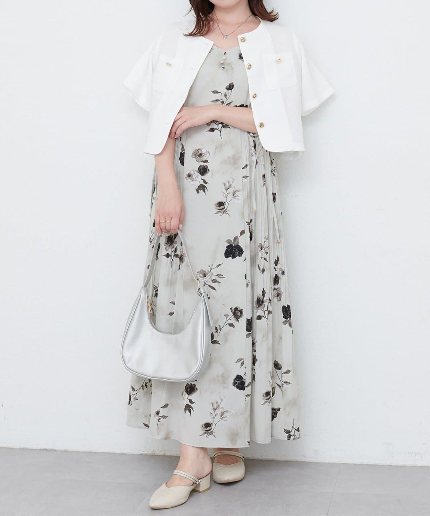 【 natural couture】兩側百褶吊帶連衣裙