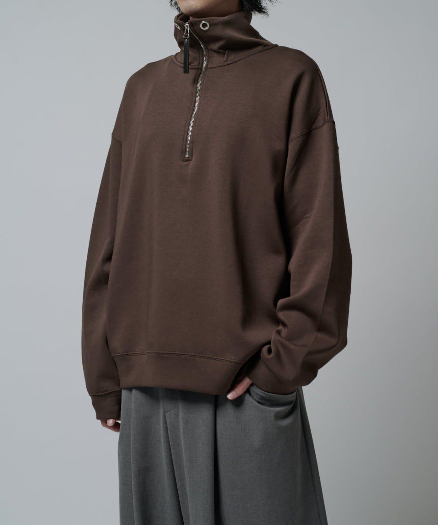 絲滑面料半拉鍊上衣