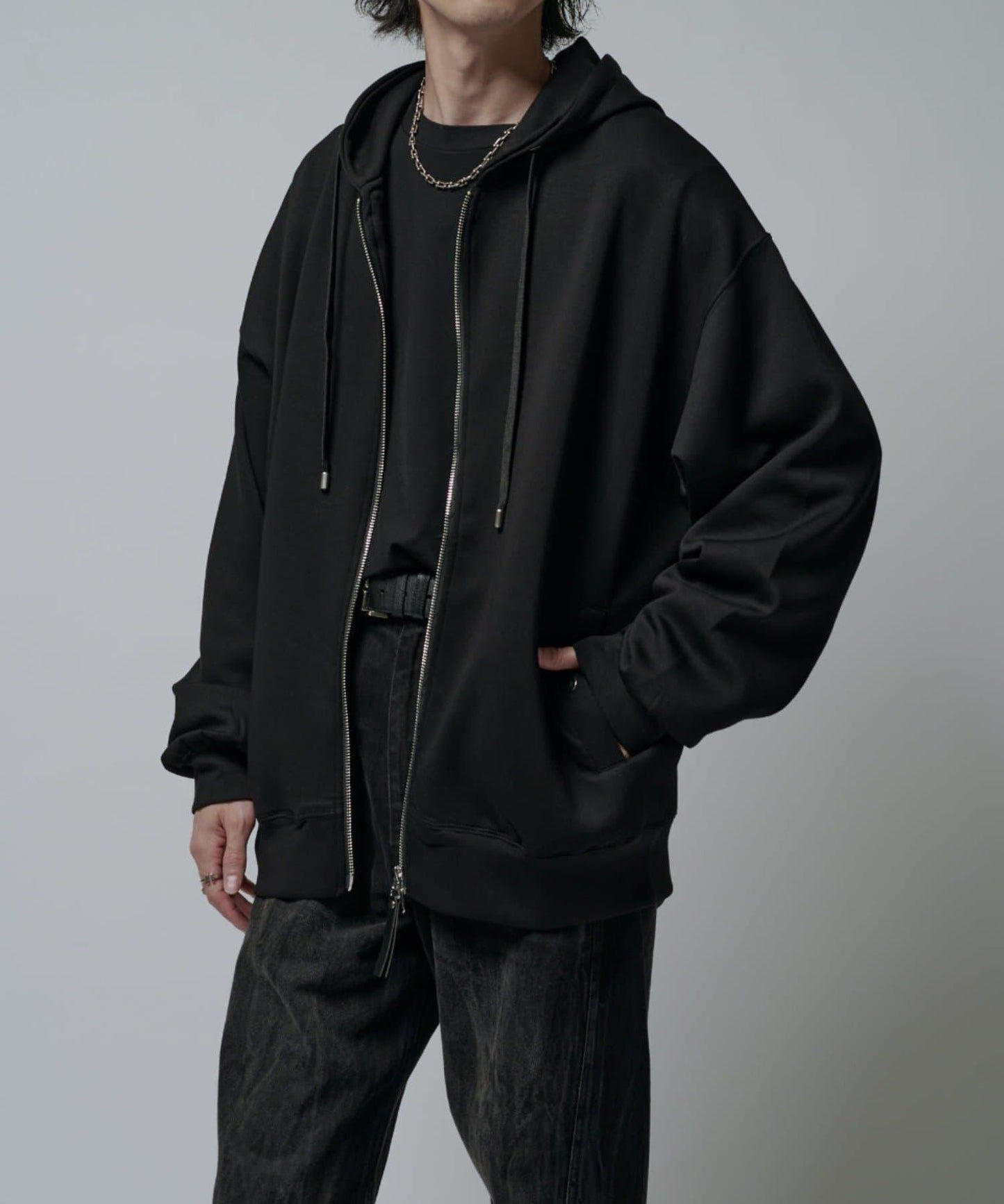 絲滑針織拉鍊連帽衫