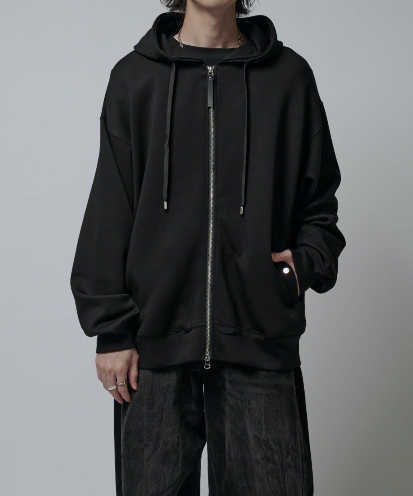 絲滑針織拉鍊連帽衫