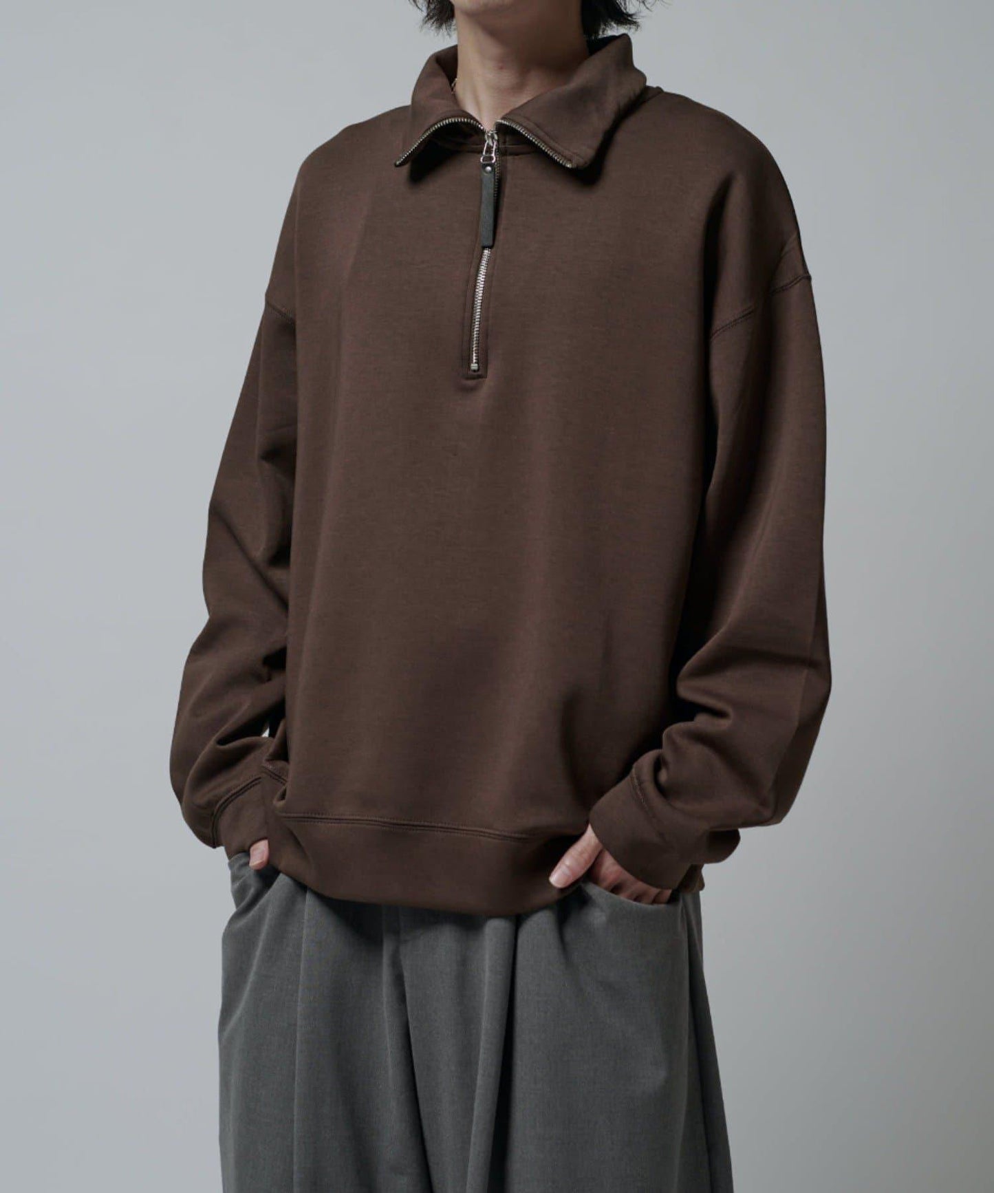 絲滑面料半拉鍊上衣