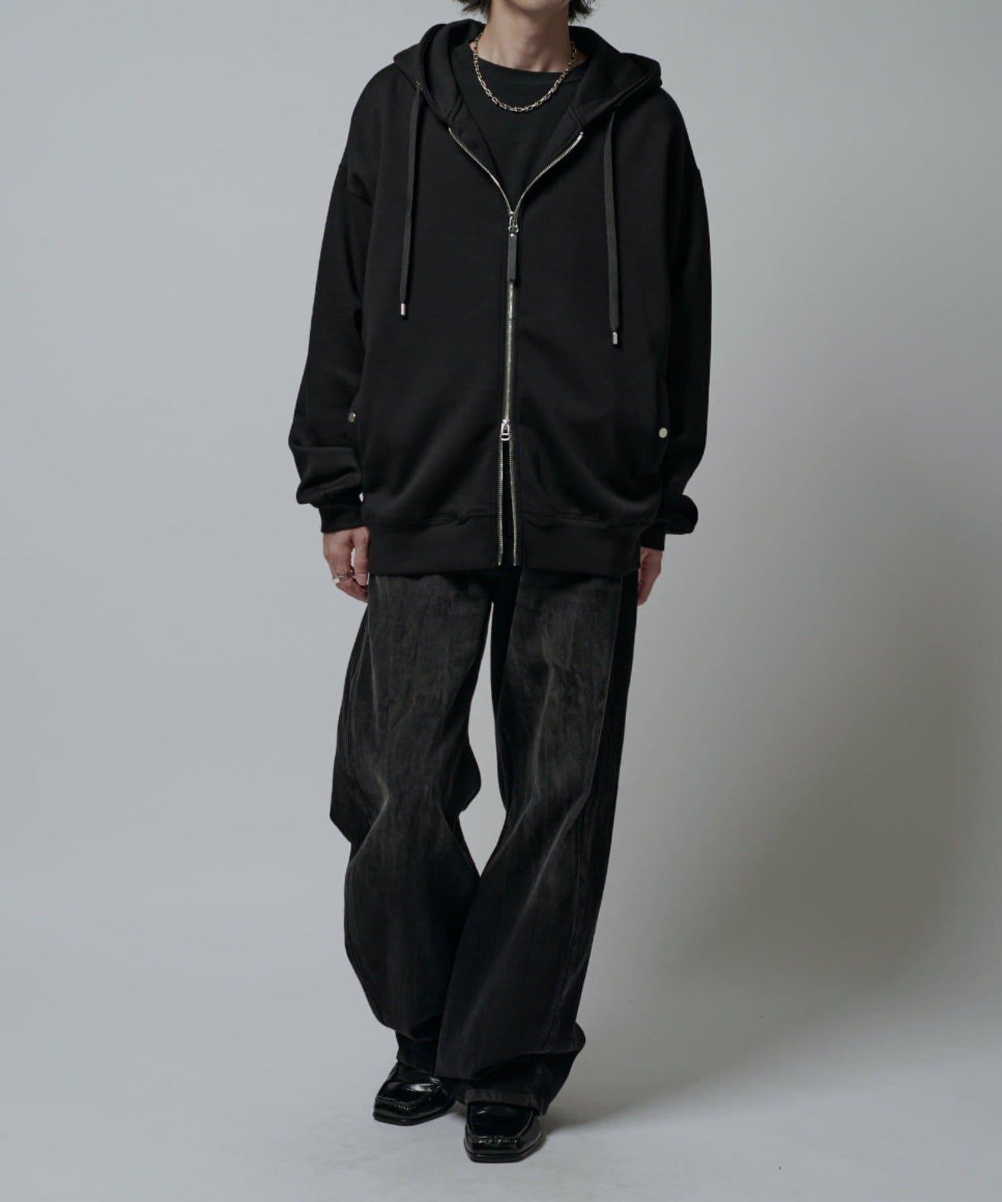 絲滑針織拉鍊連帽衫