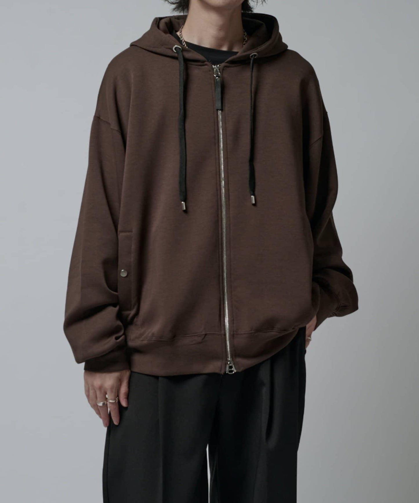 絲滑針織拉鍊連帽衫