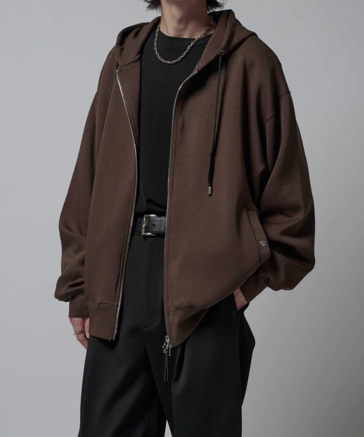 絲滑針織拉鍊連帽衫