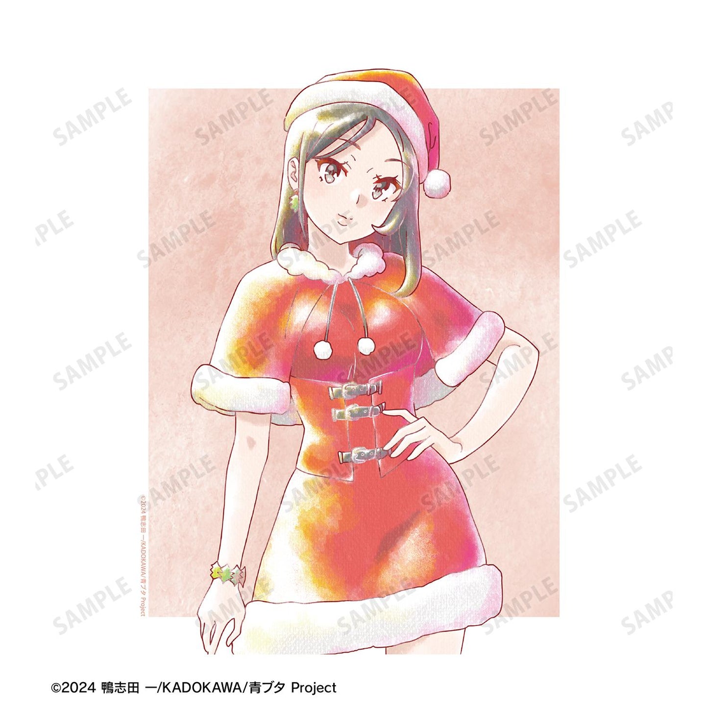 青春豬頭少年不做聖誕老人夢_迷你裙聖誕少女 Ani-Art aqua label F3號畫布板