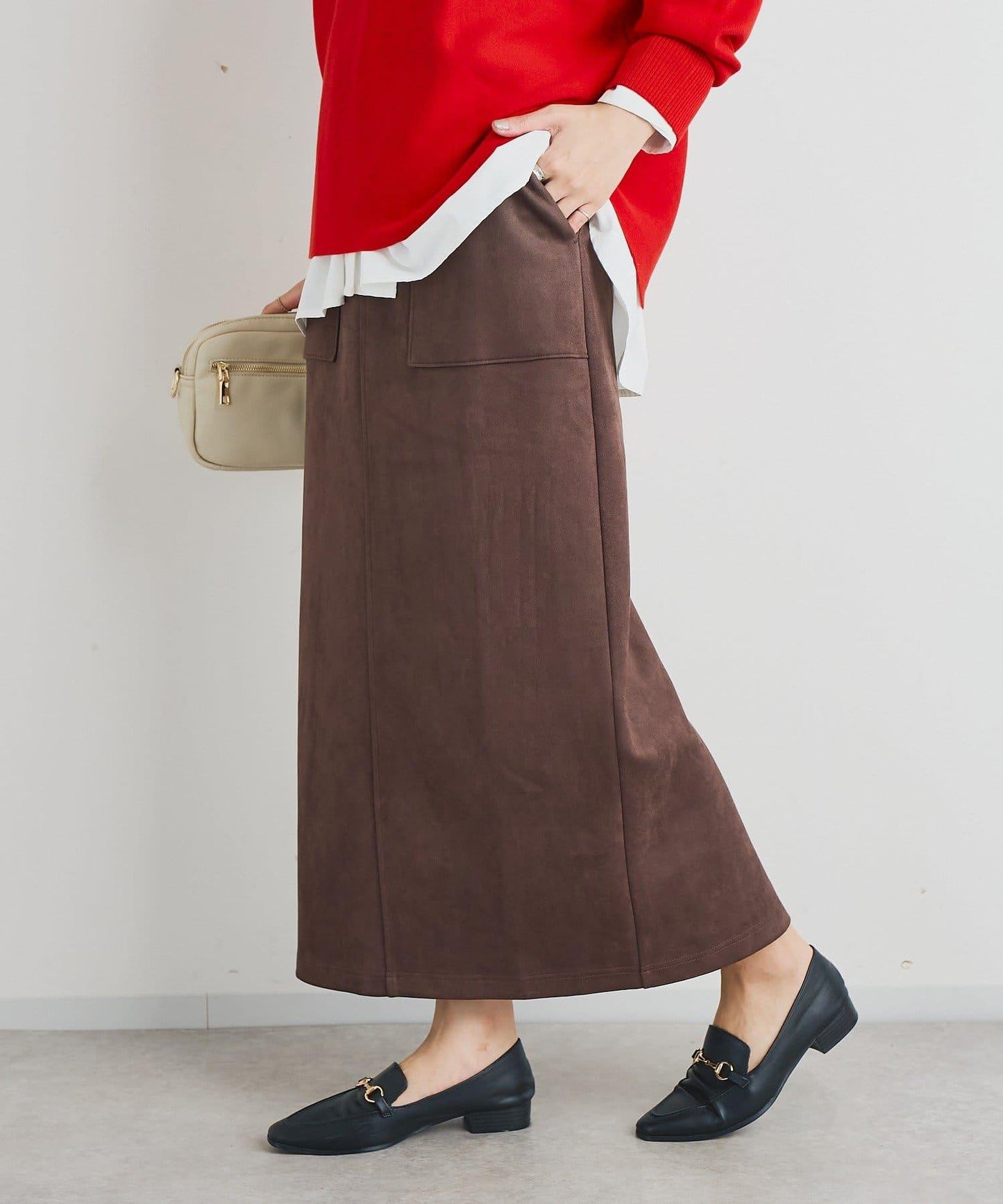 《女性優雅身形》棉花糖絨面窄身半身裙