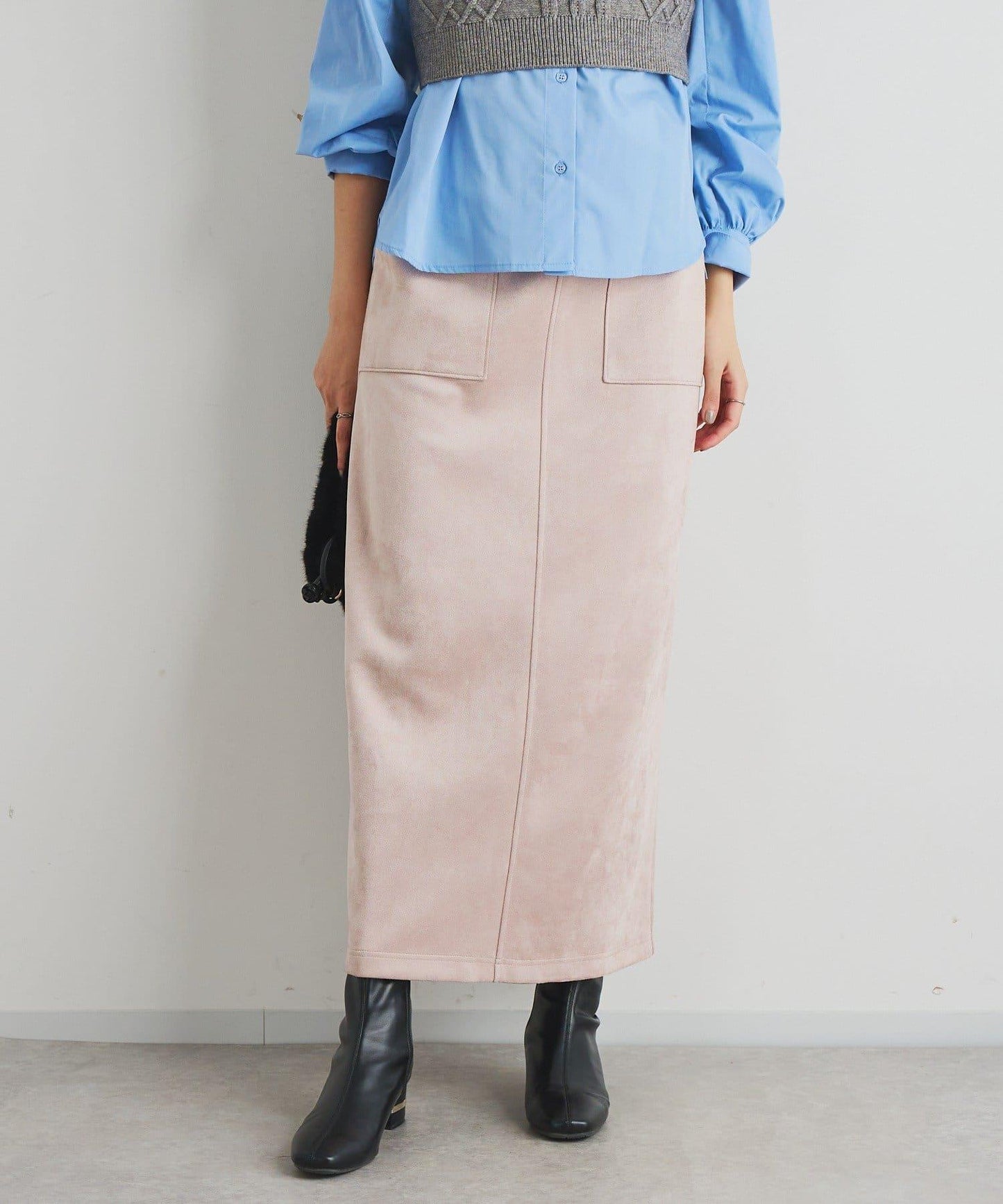 《女性優雅身形》棉花糖絨面窄身半身裙