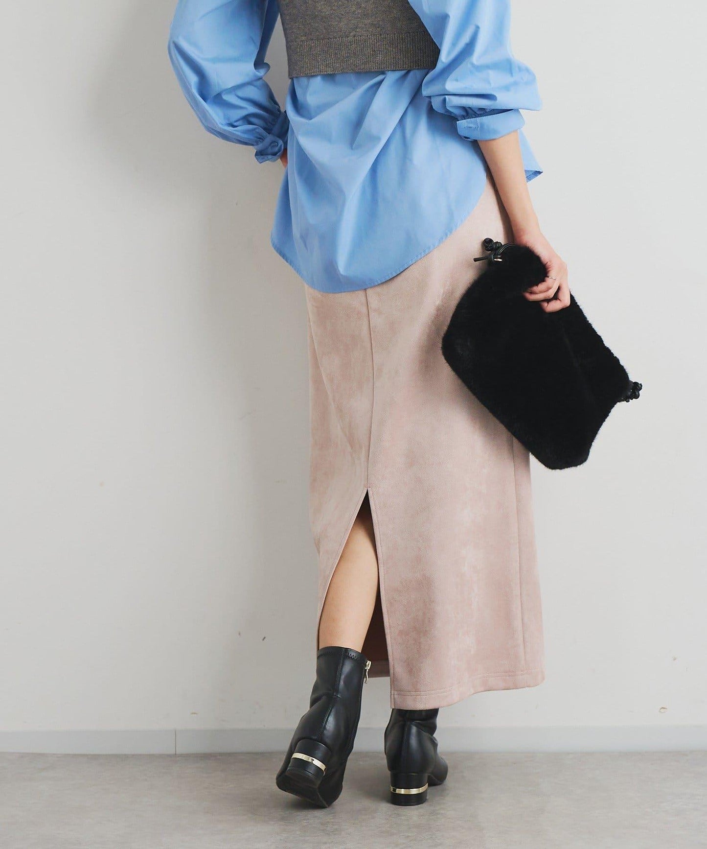 《女性優雅身形》棉花糖絨面窄身半身裙